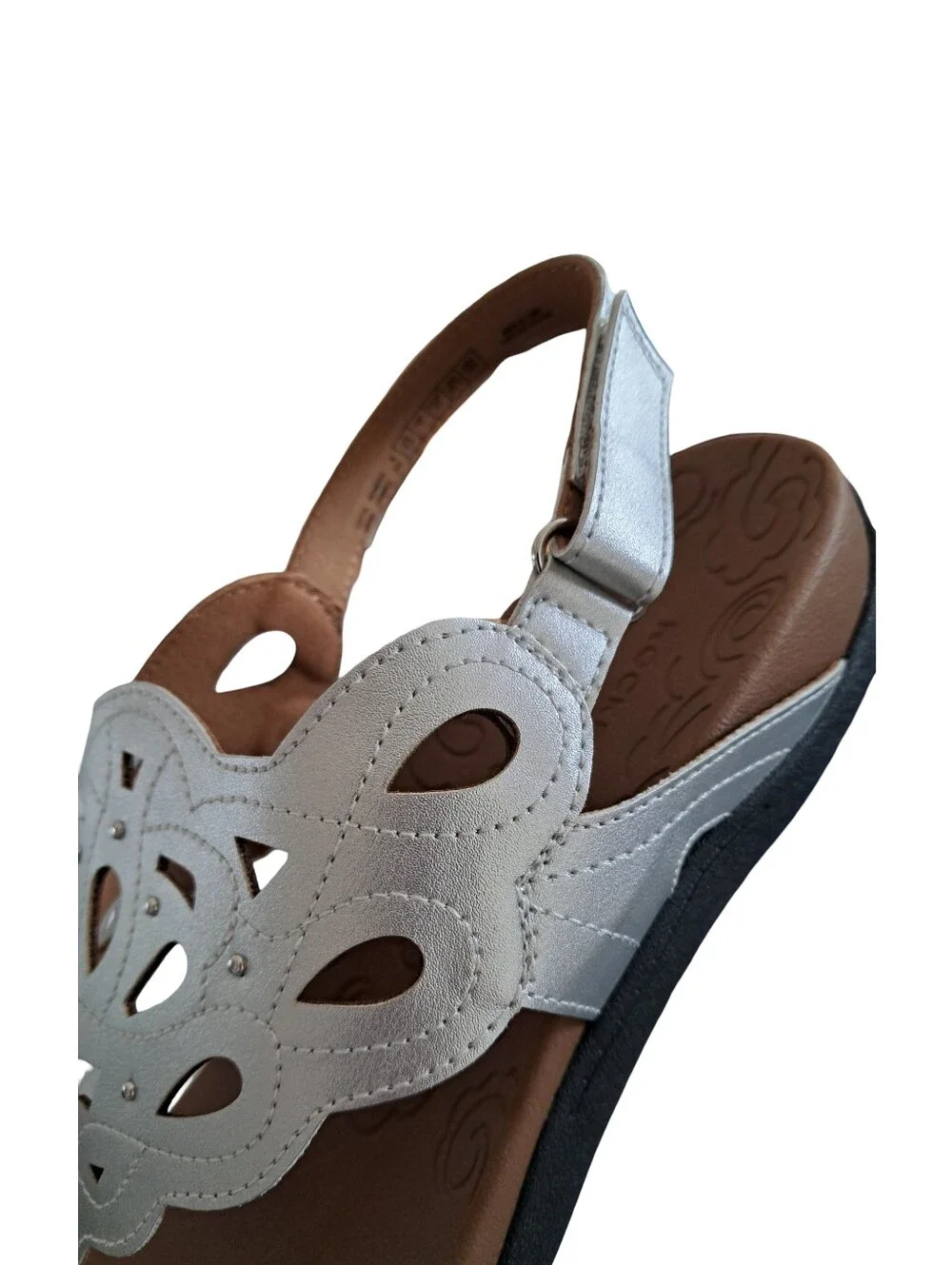 Rockport Ridge Slingback Laser Cut Silver Women Sandals Size 9.5M New With Box